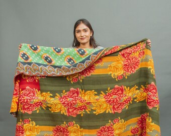 Edredón kantha vintage súper especial, kantha, manta, manta kantha reciclada, edredón kantha, edredón indio, regalo hecho a mano, nuevo