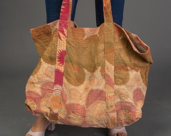 Vintage kantha Cotton bag, big size bag, shoulder bag, kantha XL bag, tote bag