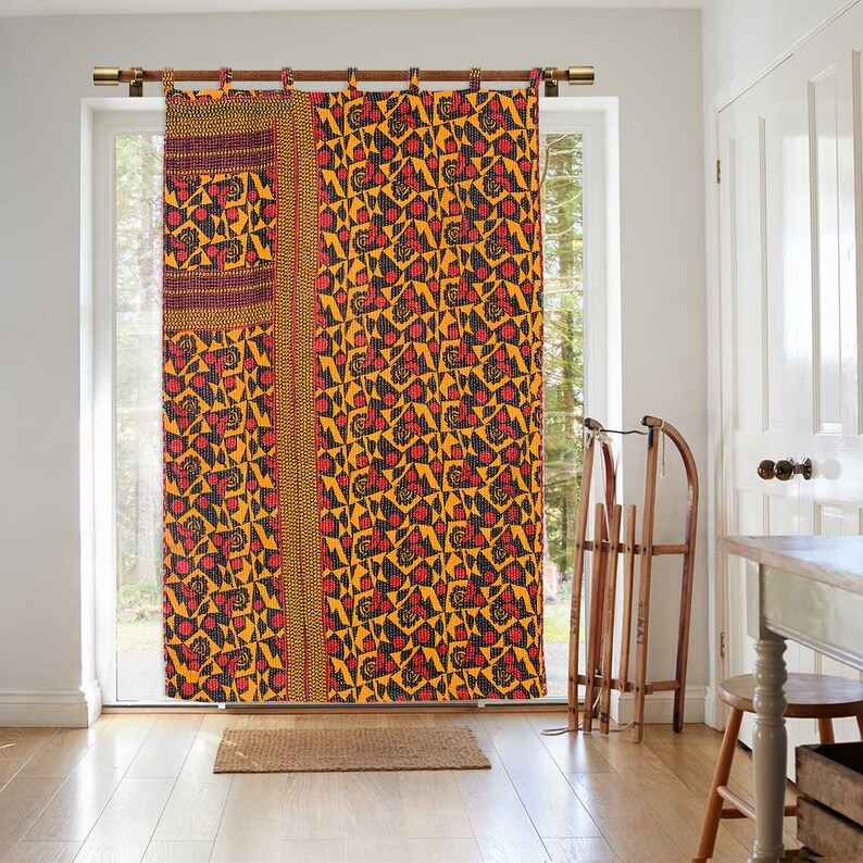 Reversible Vintage Kantha Door Curtains French Door Curtains Etsy