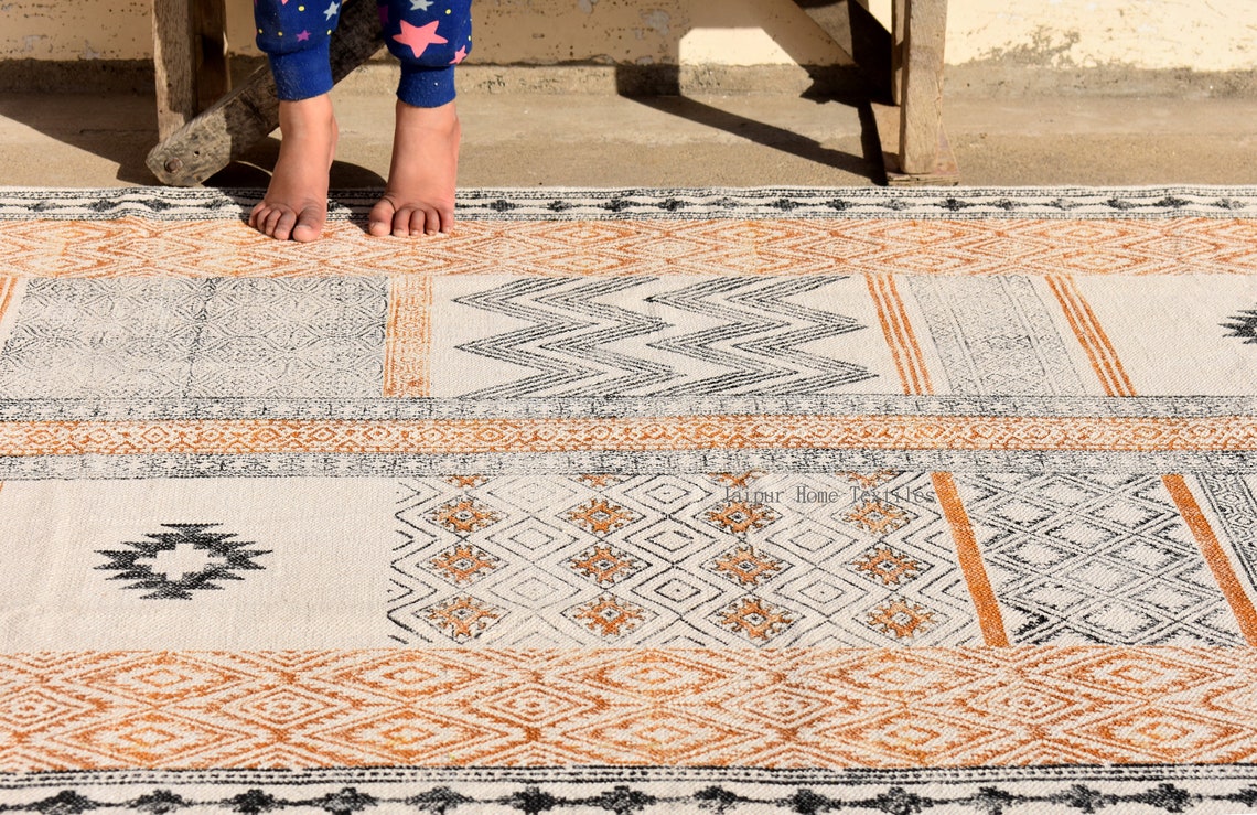 12x16 Feet Indian Rugs Cotton Rug Woven Rug Area Rugs for Etsy