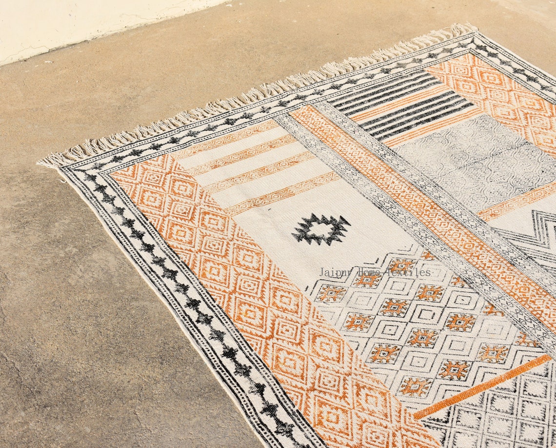 12x16 Feet Indian Rugs Cotton Rug Woven Rug Area Rugs for Etsy