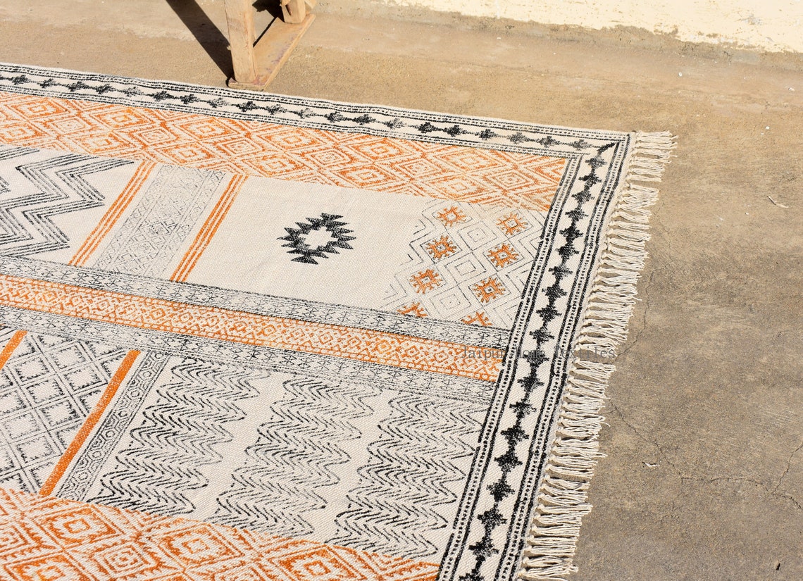 12x16 Feet Indian Rugs Cotton Rug Woven Rug Area Rugs for | Etsy
