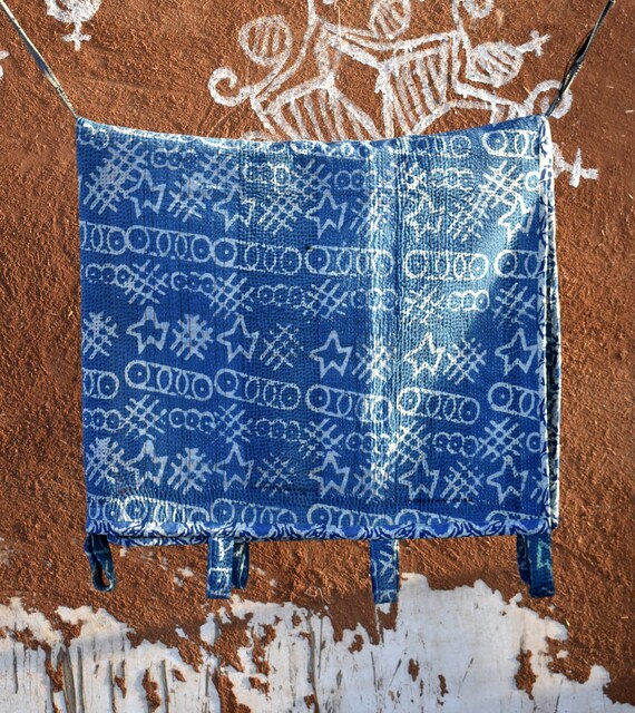 Vintage Indigo Kantha Handmade Door Curtains French Door Etsy