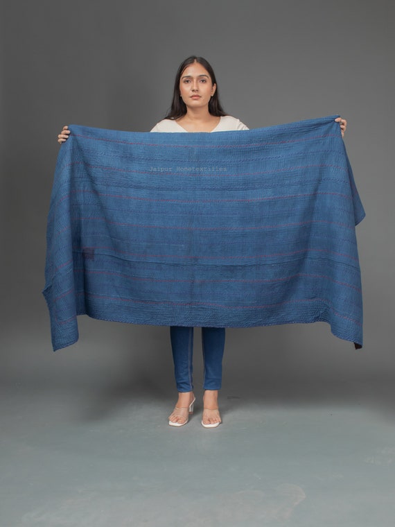 Super Special Vintage Indigo Kantha Quilt, Kantha, Blanket 