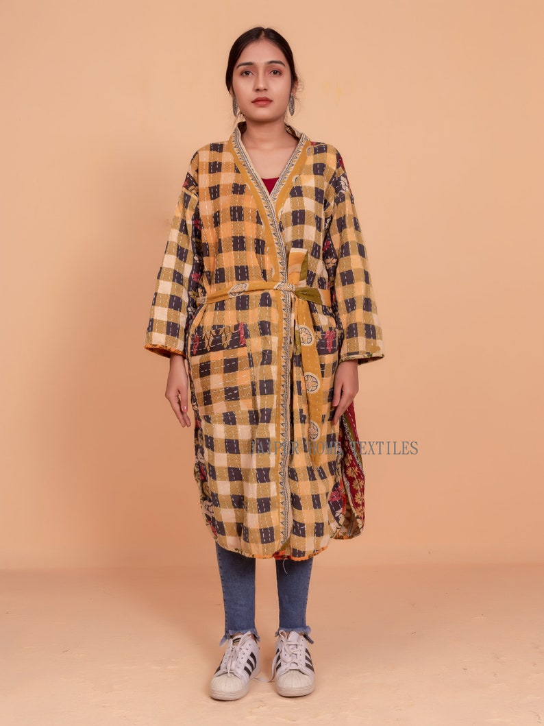 gowns Reversible Vintage Kantha 100/% Cotton kimono Robes Women/'s robes cotton dressing gown kimono winter robe for winter best gift