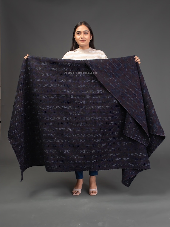 Premium Quality Indigo Vintage Indigo Kantha Quilt, Kantha