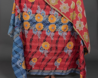 Edredón kantha vintage súper especial, kantha, manta, manta kantha reciclada, edredón kantha, edredón indio, regalo hecho a mano, nuevo