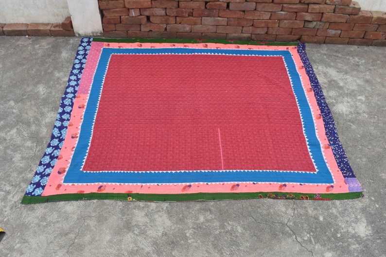 Beautiful Vintage Indian Kantha quilt patch handmade blanket Handmade Gift recycled sari quilt cotton Quilt Blanket patch carpet