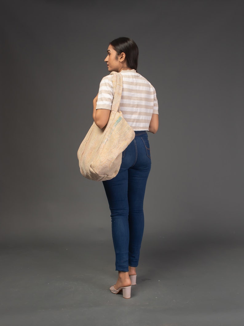 Vintage kantha Cotton bag, big size bag, shoulder bag, kantha XL bag, tote bag image 5