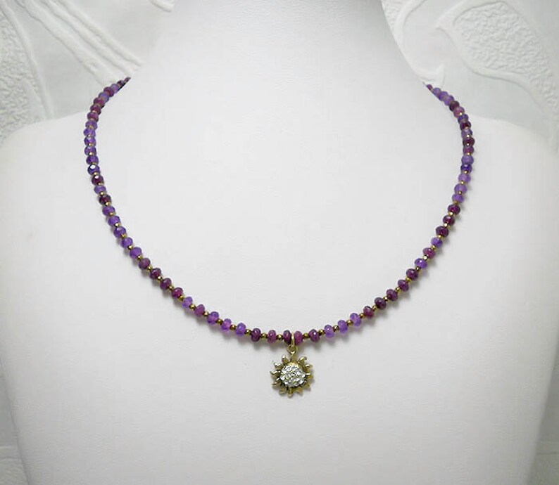 Amethyst jewelry,Dainty necklace,Dainty jewelry,Amethyst necklace,Gift for women,vintage jewelry,Purple necklace,sun jewelry,sun jewelry