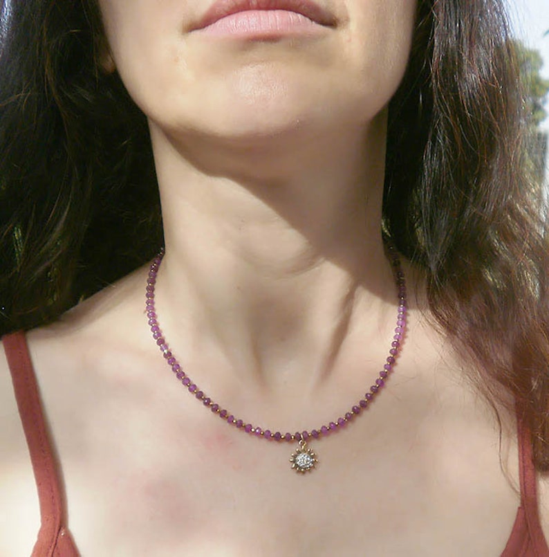 Amethyst jewelry,Dainty necklace,Dainty jewelry,Amethyst necklace,Gift for women,vintage jewelry,Purple necklace,sun jewelry,sun jewelry