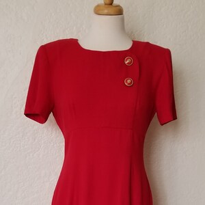 Vintage 1980s-1990s John Roberts red short-sleeved midi sheath dress image 1