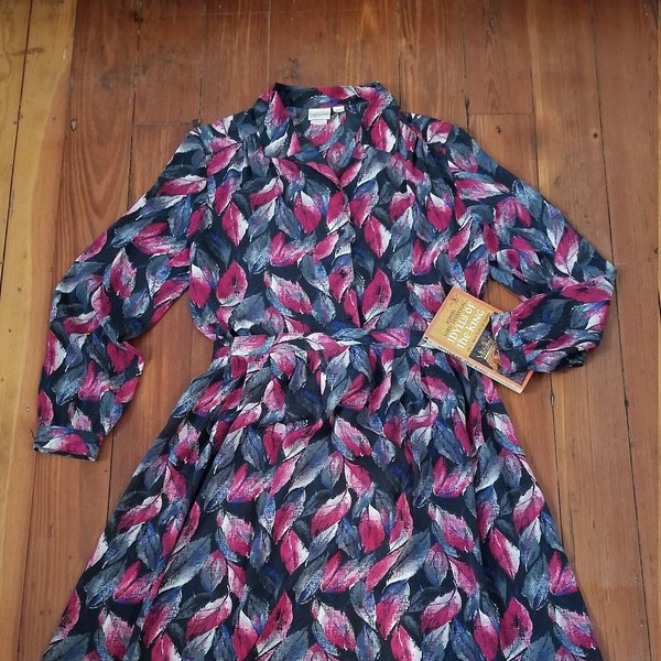 Vintage 1980s Pykettes leaf print skirt & blouse 2pc set