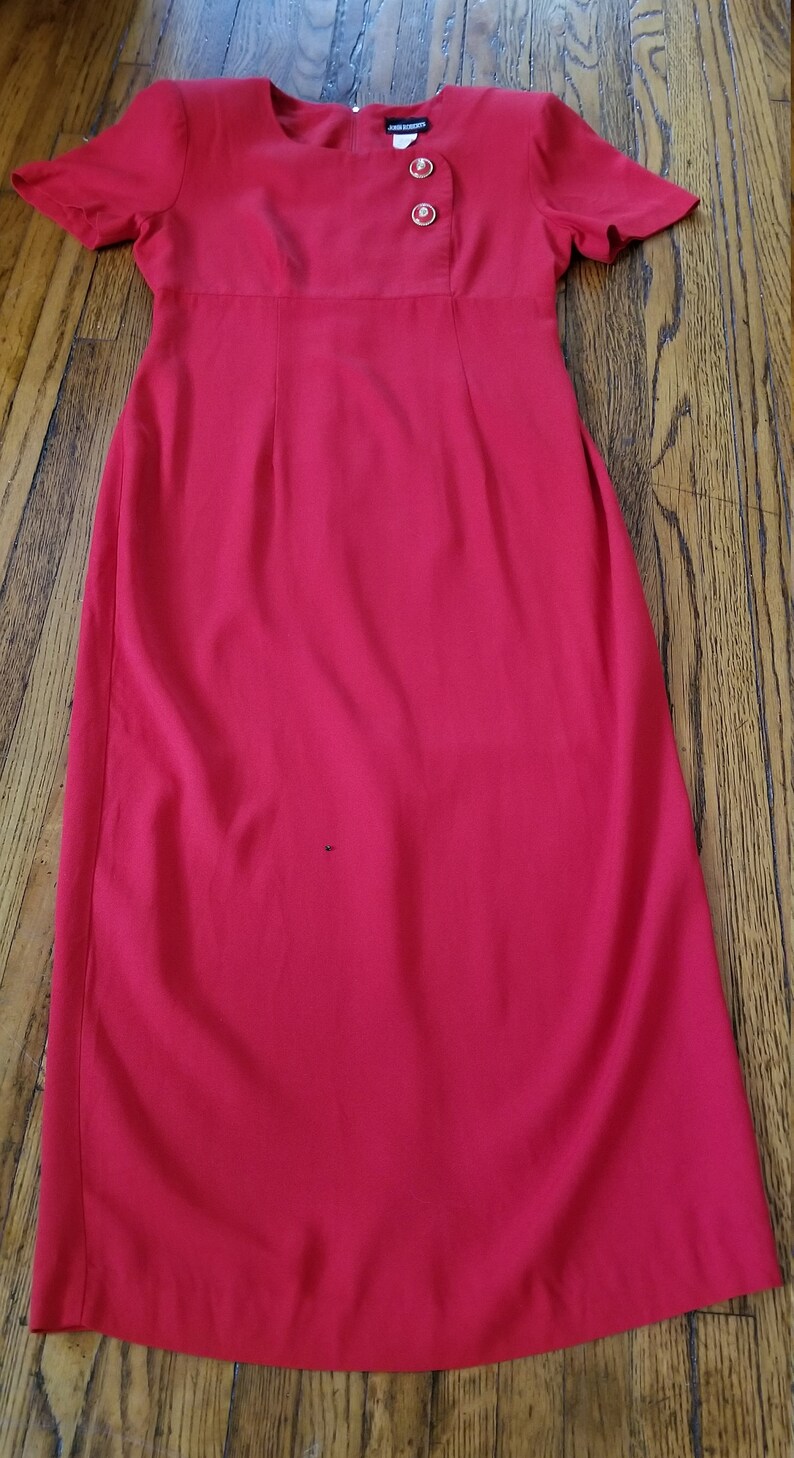 Vintage 1980s-1990s John Roberts red short-sleeved midi sheath dress image 6