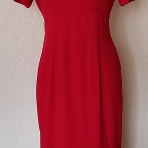 Vintage 1980s-1990s John Roberts red short-sleeved midi sheath dress image 3