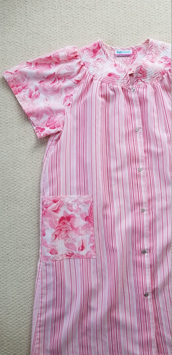 Vintage 1980s Lady Manhattan pink striped floral … - image 5