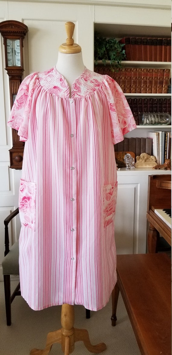 Vintage 1980s Lady Manhattan pink striped floral … - image 2