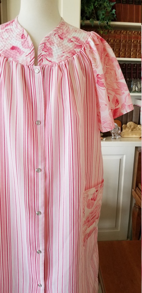 Vintage 1980s Lady Manhattan pink striped floral … - image 1