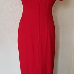 Vintage 1980s-1990s John Roberts red short-sleeved midi sheath dress image 5