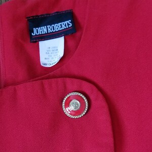 Vintage 1980s-1990s John Roberts red short-sleeved midi sheath dress image 8