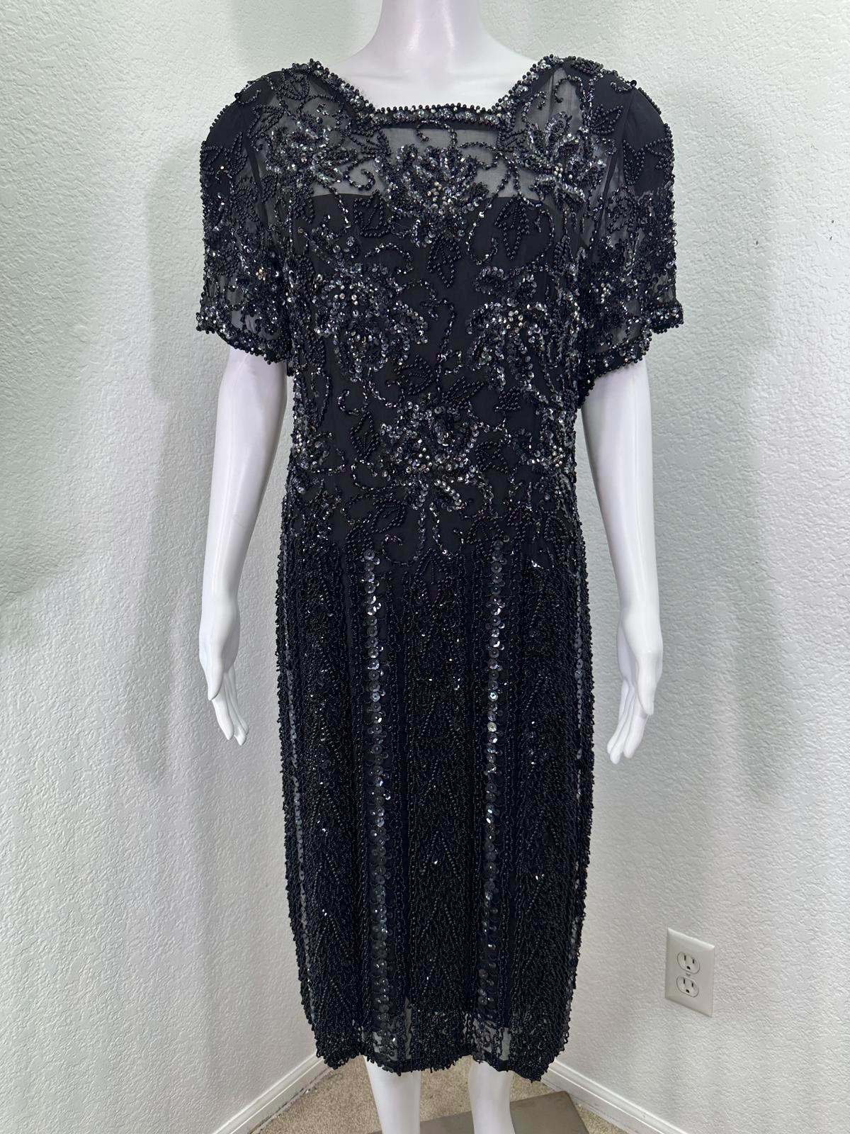 black dress with sweater Morgan Sequin Embroidered Maxi Gown main image 1