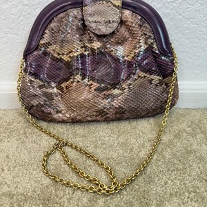 Vintage Morle Purple Genuine Python Snakeskin Clutch Shoulder Strap Mobwife