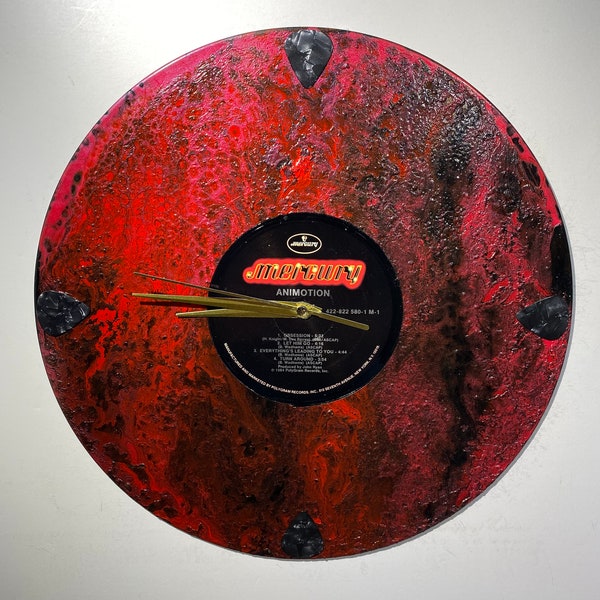 Animotion, Up-cycled record album wall clock, rock and roll fan, recycled clock, music lover gift, unique gift, new wave, synth pop