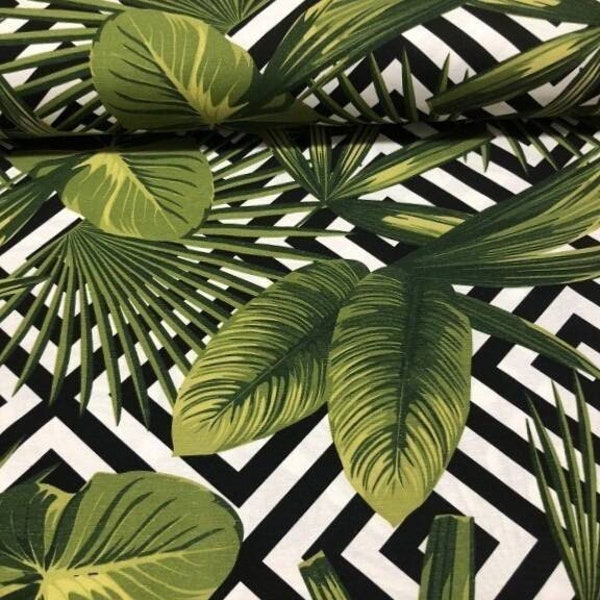 Palm Leaves Upholstery Fabric, Tropical Fabric By The Yard, Botanical Indoors Outdoors Fabric for Furnishing Drapery Crafting