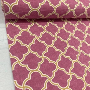 Moroccan Upholstery Fabric By The Yard, Trellis Quatrefoil Geometric Fabric for Furnishing Chair Sofa Curtains Bags, Ethnic Fabric