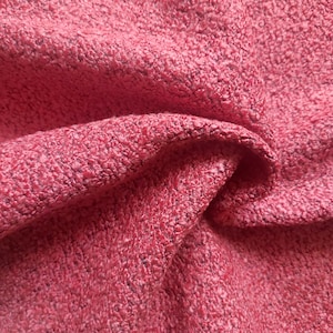 Red Chunky Boucle Upholstery Fabric by The Yard, Woven Faux Sheepskin Luxury Boucle Fabric