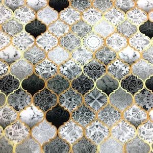 Moroccan Upholstery Fabric By The Yard, Geometric Mediterranean Boho Material for Curtain Pillow Chair Couch