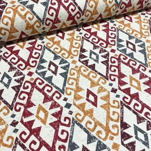 Tribal Navajo Boho Upholstery Fabric by The Yard, Distressed Look  Canvas Fabric for Furniture Curtain Tablecloth Pillow
