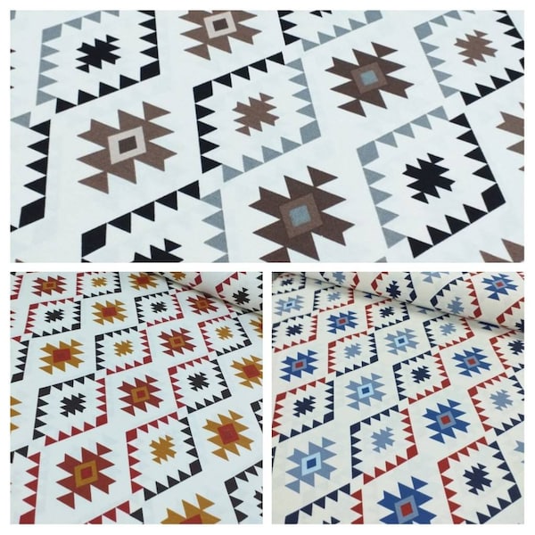 Tela de tapicería tribal azteca nativa americana, tela boho cortada a medida, tela de decoración del hogar estilo suroeste, tela Kilim