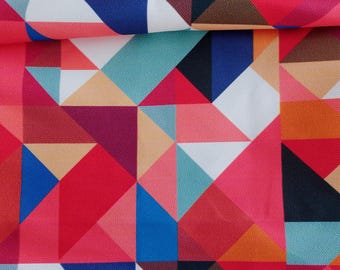 Geometric Upholstery Fabric, Retro Color Block Print, 100% PES, 55" Wide