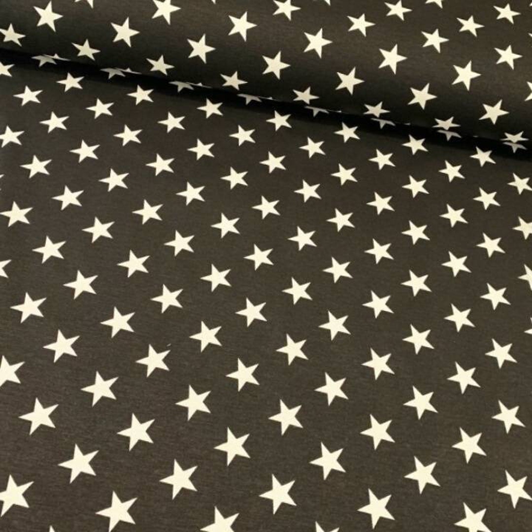 White Stars on Black Upholstery Fabric by the Yard, Black and White