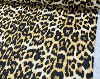 Tissu en coton léopard par mètre, tissu extra large à imprimé animal 94 pouces, tissu en popeline pour courtepointe de vêtements et chemises de literie