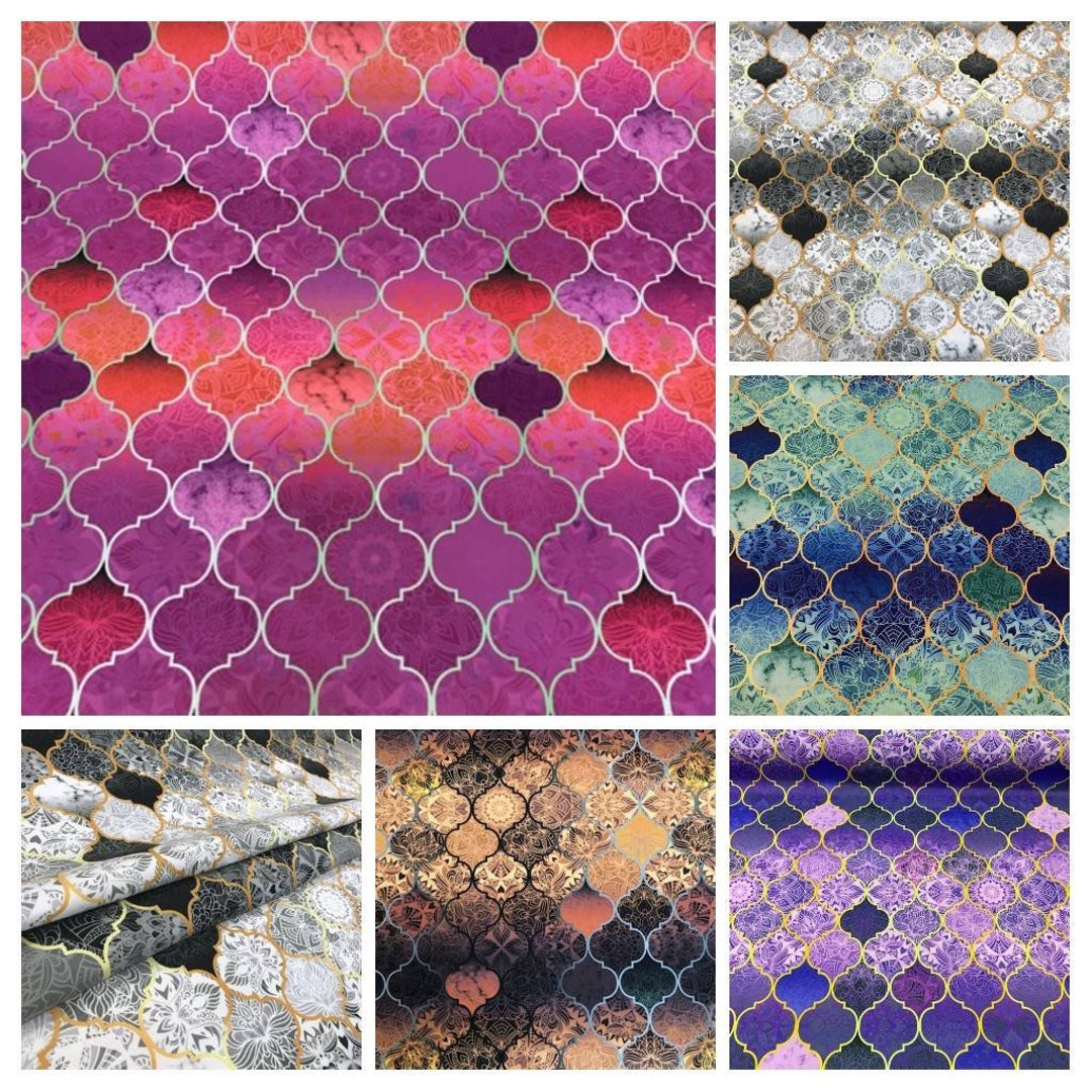 Moroccan Upholstery Fabric by the Yard, Geometric Mediterranean Fabric