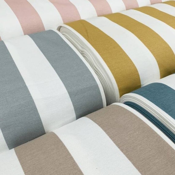 Wide Striped Upholstery Fabric by Yard Cotton Canvas Water Etsy