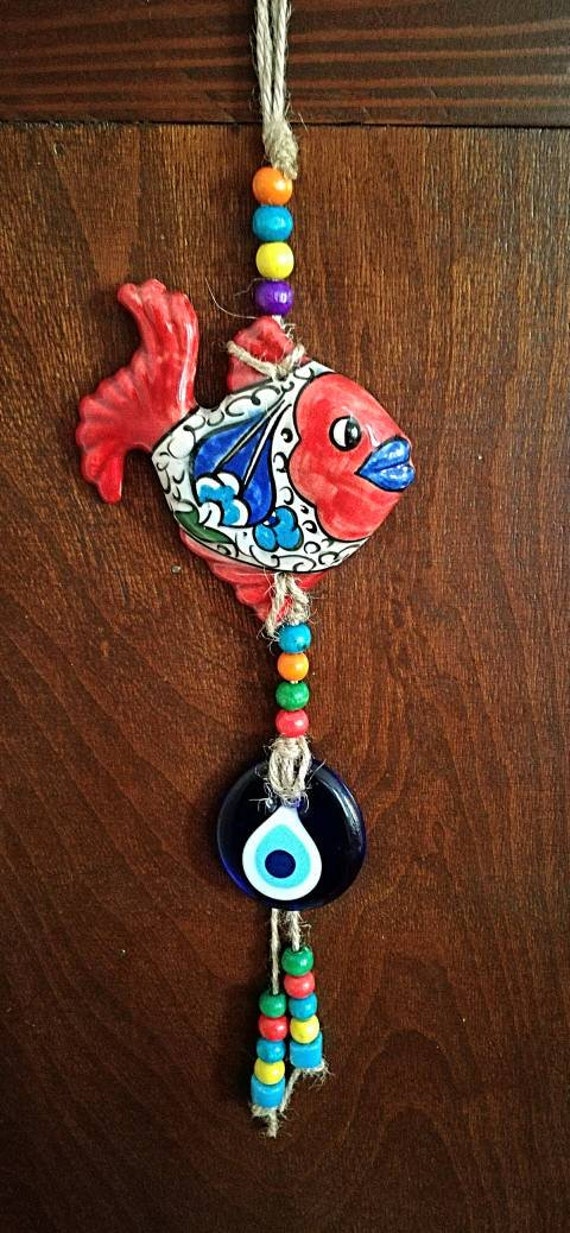 Free Shipping Fish Wall Hanging Evileye And Ceramic Fish Wall Etsy