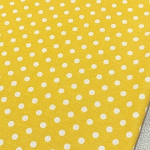 Yellow Polka Dot Fabric by The Yard, Water Repellent Upholstery Fabric, Dotted Cotton Canvas Fabric for Chair Tablecloth Pillow