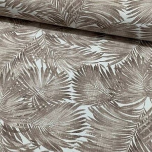 Palm Leaf Fabric By The Yard, Brown Tropical Botanical Upholstery Fabric, Cotton Canvas Fabric for Outdoors, Foliage Fabric
