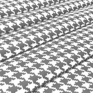 Gray Houndstooth Fabric, Upholstery Fabric by The Yard, Geometric Print Home Decor Fabric for Outdoors Indoors Curtain Pillow Furniture