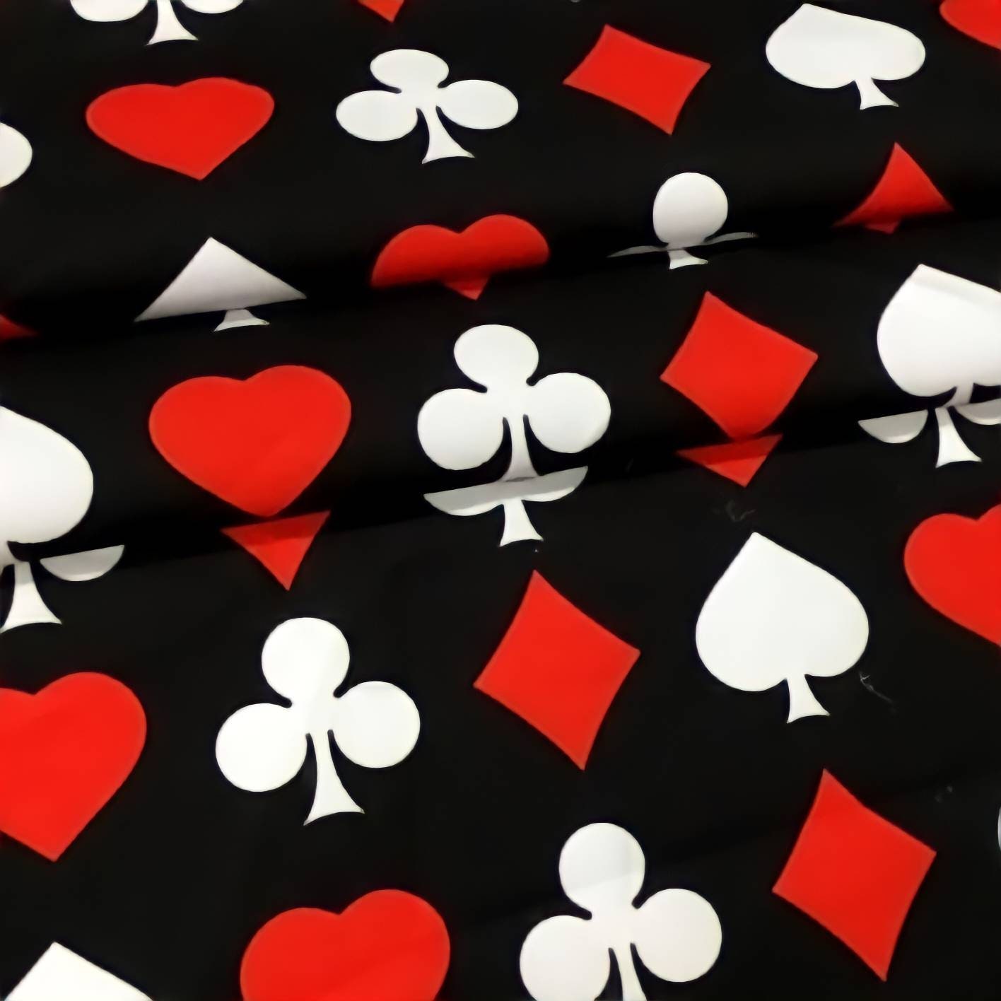 Playing Cards Print Fabric, Suits Clubs Diamonds Hearts Spades ...