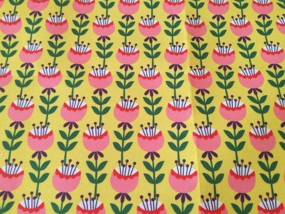 Retro Floral Scandinavian Fabric, Midcentury Modern Upholstery