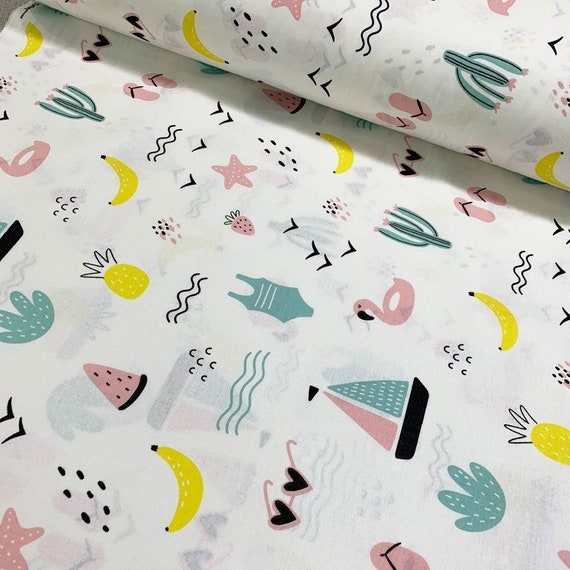Summer and Beach Theme Cotton Fabric by the Yard Fruit Etsy