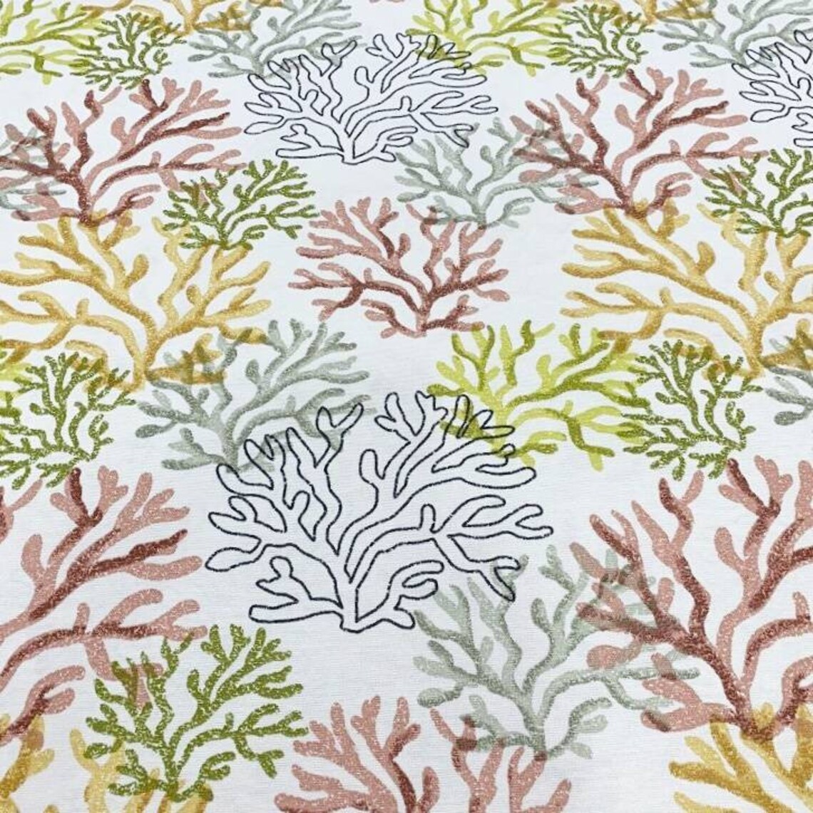 Green Coral Reef Upholstery Fabric Outdoor Indoor Fabric for Etsy
