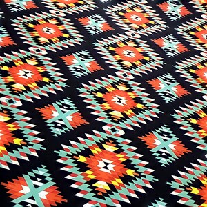 Southwestern Navajo Kilim Fabric, Upholstery Fabric by The Yard, Digital Printed Aztec Fabric for Curtain Pillow Chair, Boho Bohemian Fabric