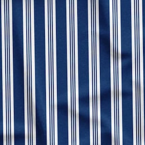 Navy Blue and White Striped Marine Upholstery Furniture Chair Curtain Pillow Tablecloth Slipcover Fabric by The Yard