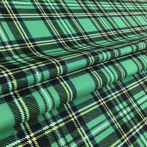 Tartan Plaid Upholstery Fabrics, Navy Blue Green Black Gray  Furniture Home Decor Fabrics by The Yard, Digital Print Check Fabric