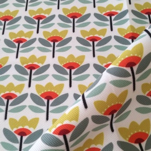 Scandi Floral Fabric By Yard, Upholstery Drapery Fabric for Curtains Bags Pillow Covers, Digital Printed Scandinavian Flowers Boho Fabric